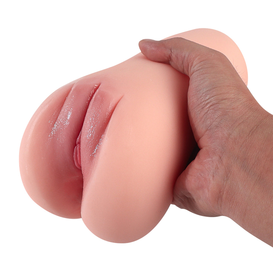 Masturbator ultra-realistic LovePlay™ MissHer, 2 canale: vaginal si anal, din silicon premium non-toxic, cu striatii 3D, design anatomic, usor de curatat, rezistent la apa, 17 x 11 x 9 cm, 810 g - LovePlay