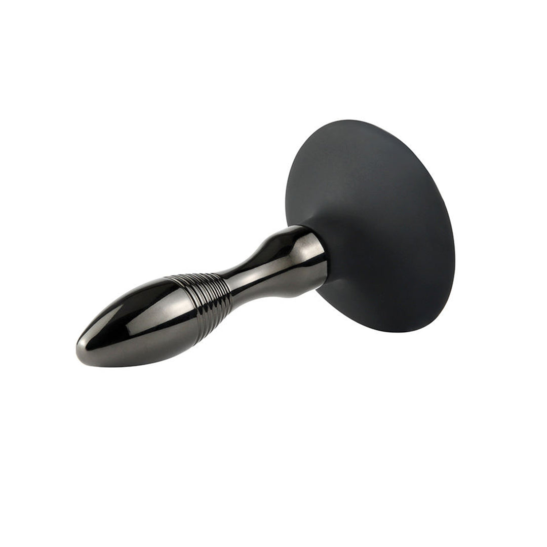 Dop anal LovePlay™ Foxy, din metal, cu accesoriu coada din blana gri, pentru jocuri de rol in cuplu - LovePlay