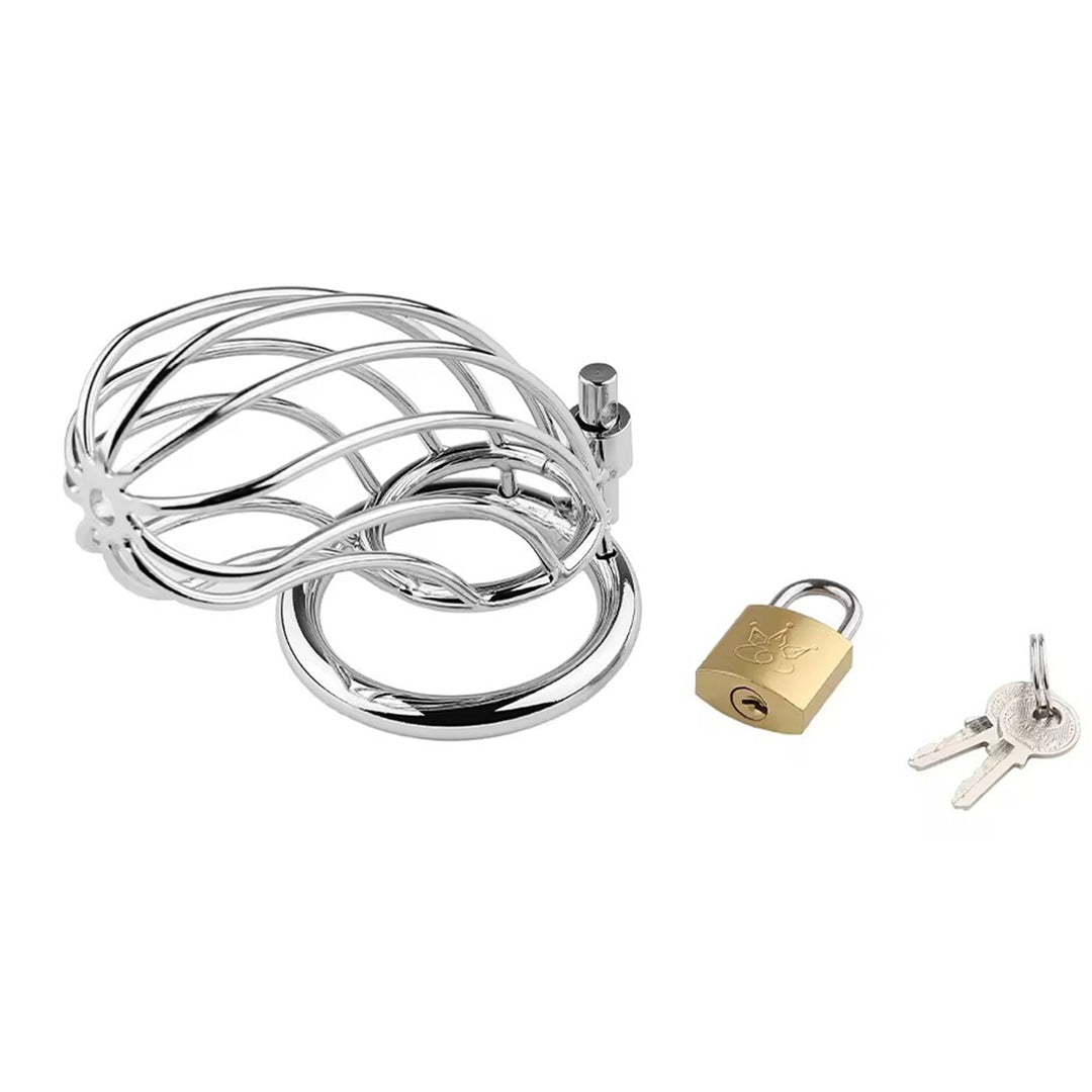 Cusca de castitate moderna din otel inoxidabil pentru control si jocuri BDSM - LovePlay