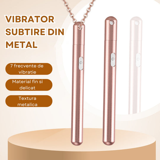 Vibrator LovePlay™ BulletProof, sub forma de colier, cu 7 tipuri de vibratie, stimulare puncte C si G, din metal, silentios, magnetic, incarcare magnetica, rezistent la apa, design discret, usor de curatat si transportat - LovePlay