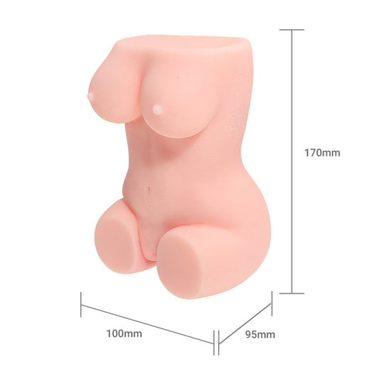 Masturbator Loveplay™ Mini SexDoll, din silicon non-toxic, design realist, textura 3D, cu canal vaginal si anal, usor de curatat, rezistent la apa, discret - LovePlay