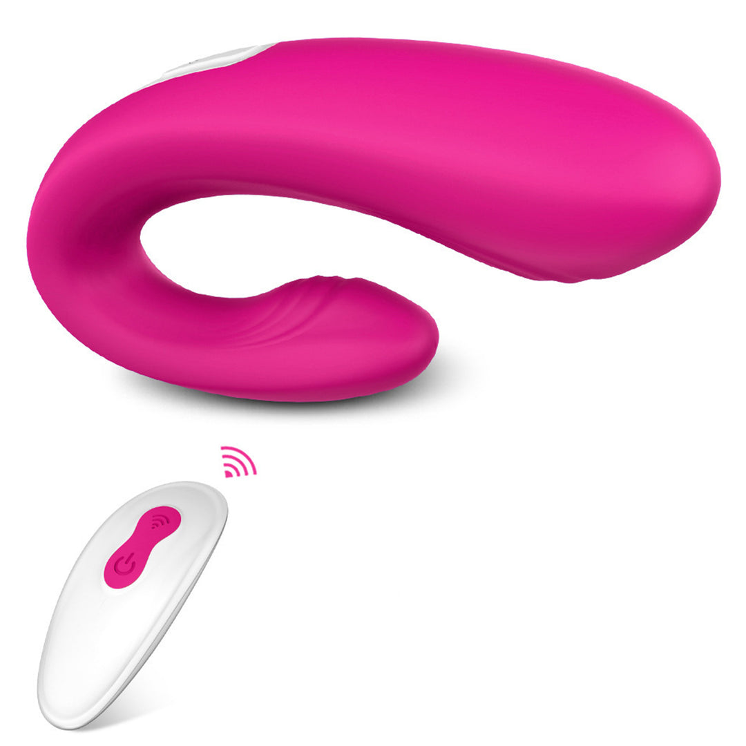 Vibrator dublu LovePlay™ DualPlay, din silicon moale non-toxic, cu 10 moduri diferite, pentru stimulare anala si punct G, cu functie de control la distanta prin telecomanda, roz, lungime inserabila 94 mm - LovePlay