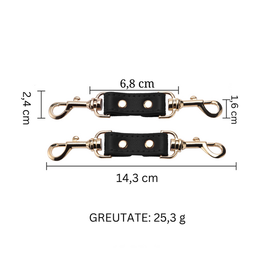 Set Complet de Accesorii BDSM, format din masca, lesa, zgarda din piele ecologica, catuse de maini si picioare, din piele ecologica, culoare negru - LovePlay