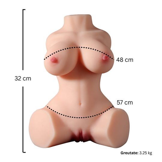Masturbator cu două canale Obsessia® SexDoll, ultra-realist, cu striații 3D, anal și vaginal, silicon premium, 3.25 kg