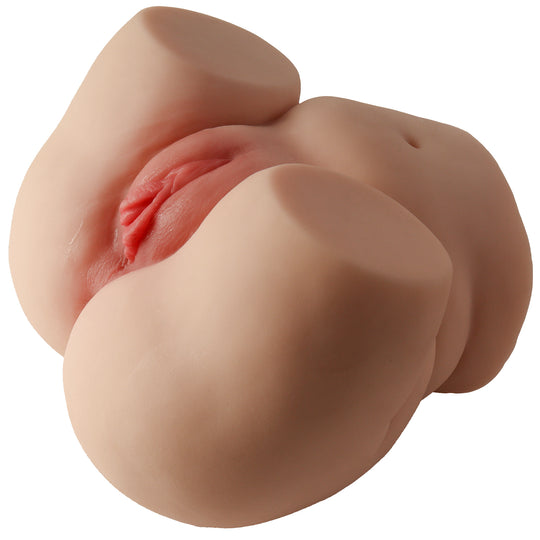 Masturbator doua canale LovePlay™ MissHer plus size, ultra-realist, anal si vaginal, cu striatii 3D, din silicon premium non-toxic, design coapse anatomic, usor de curatat, din silicon elastic si rezistent la apa, 3.6 kg - LovePlay