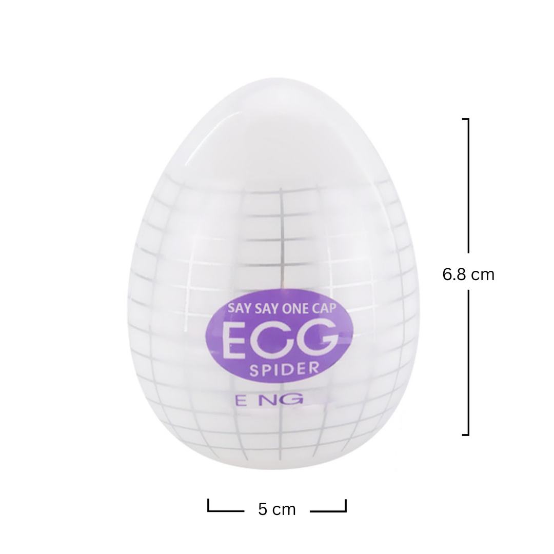 Masturbator tip vagin Obsessia® Egg, de unică folosință, cu textură de pânză de păianjen, portabil, din silicon premium, mov
