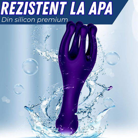 Masturbator oral LovePlay™ OctiHer, cu 10 tipuri diferite de vibratie, functie de handjob, rezistent la apa, din silicon premium, incarcare USB - LovePlay