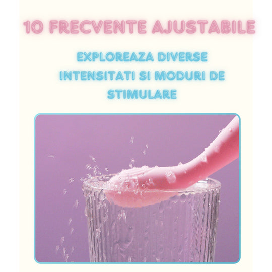 Vibrator LovePlay™ PleasurePen, multifunctional, cu 7 tipuri de vibratie, stimulare punct G, silentios, rezistent la apa, incarcare prin USB, design discret, usor de transportat si curatat, din silicon, roz, 18, 5 x 8, 5 cm, 87 g - LovePlay