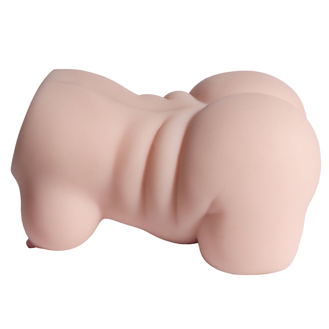 Masturbator doua canale LovePlay™ SexDoll plus size, ultra-realist, cu striatii 3D, din silicon premium non-toxic, design coapse anatomic, usor de curatat, din silicon elastic si rezistent la apa, 12 x 16 x 8 cm, 850 g - LovePlay