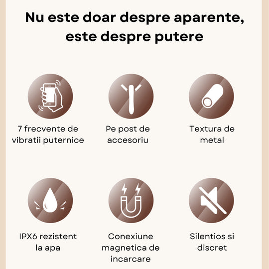 Vibrator LovePlay™ BulletProof, sub forma de colier, cu 7 tipuri de vibratie, stimulare puncte C si G, din metal, silentios, magnetic, incarcare magnetica, rezistent la apa, design discret, usor de curatat si transportat - LovePlay