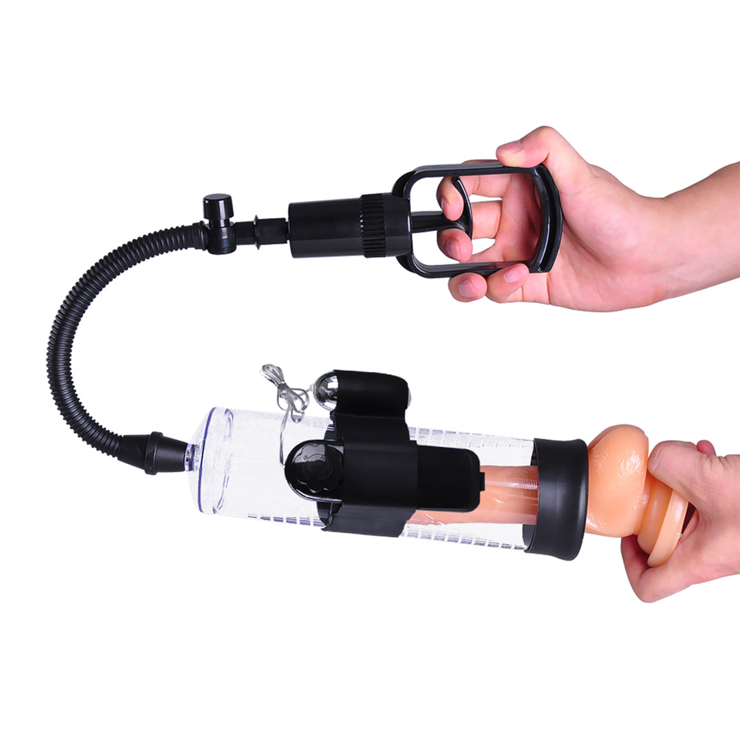 Pompa LovaPlay™ BiggerP pentru marirea penisului in lungime si circumferinta, cu vid, usor de folosit, din silicon, neagra, 7 x 20 cm - LovePlay