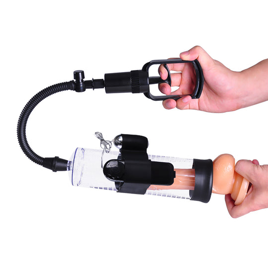 Pompa LovaPlay™ BiggerP pentru marirea penisului in lungime si circumferinta, cu vid, usor de folosit, din silicon, neagra, 7 x 20 cm - LovePlay