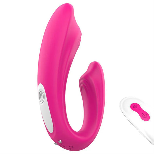 Vibrator dublu LovePlay™ DualPlay, din silicon moale non-toxic, cu 10 moduri diferite, pentru stimulare anala si punct G, cu functie de control la distanta prin telecomanda, roz, lungime inserabila 94 mm - LovePlay