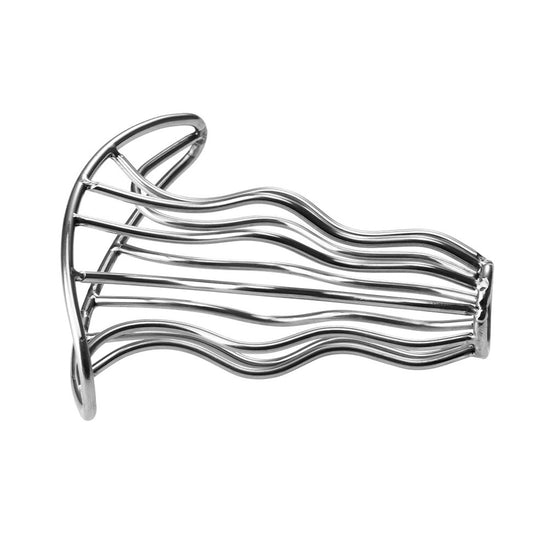 Dop anal LovePlay Hollow, din otel inoxidabil, gol in interior, cu forme reliefate pentru placere intensa, argintiu, lungime 70 mm, diametru 45 mm - LovePlay