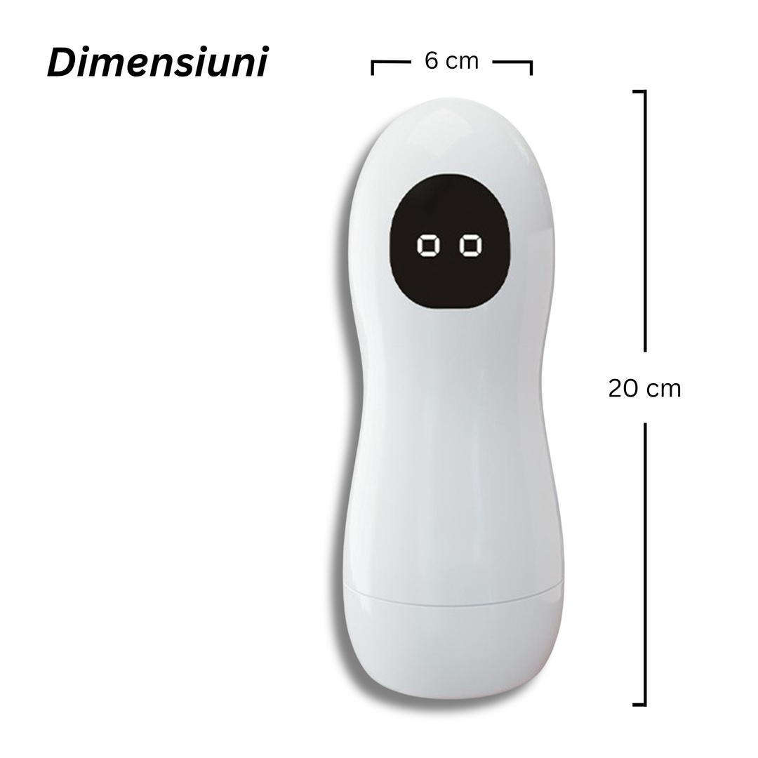 Masturbator automat Obsessia JoyStick, vibrații puternice, interior silicon realist, 20 x 6 cm, alb