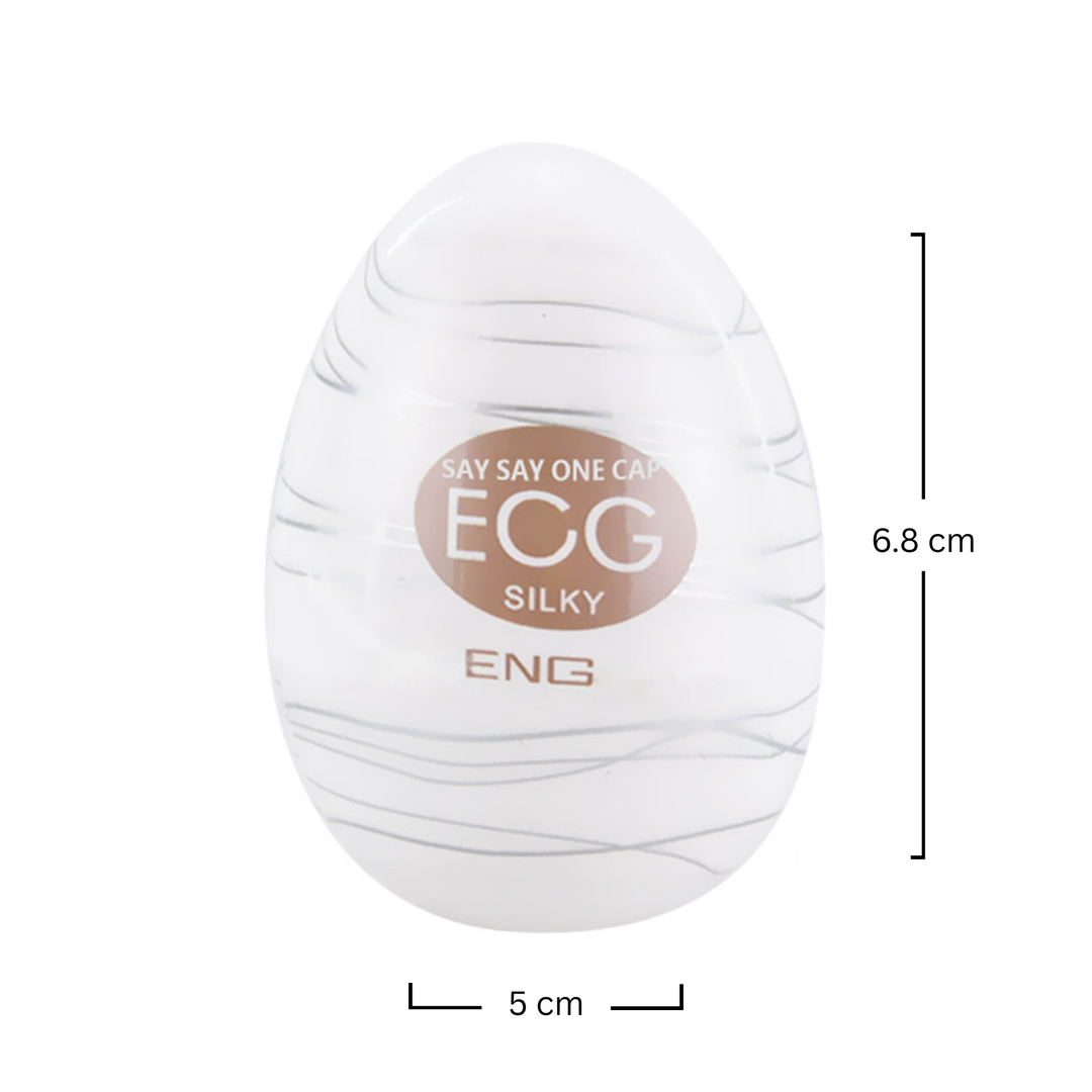 Masturbator tip vagin Obsessia® Egg, de unică folosință, cu textură mătăsoasă, portabil, din silicon premium, maro