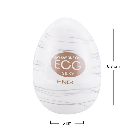 Masturbator tip vagin Obsessia® Egg, de unică folosință, cu textură mătăsoasă, portabil, din silicon premium, maro