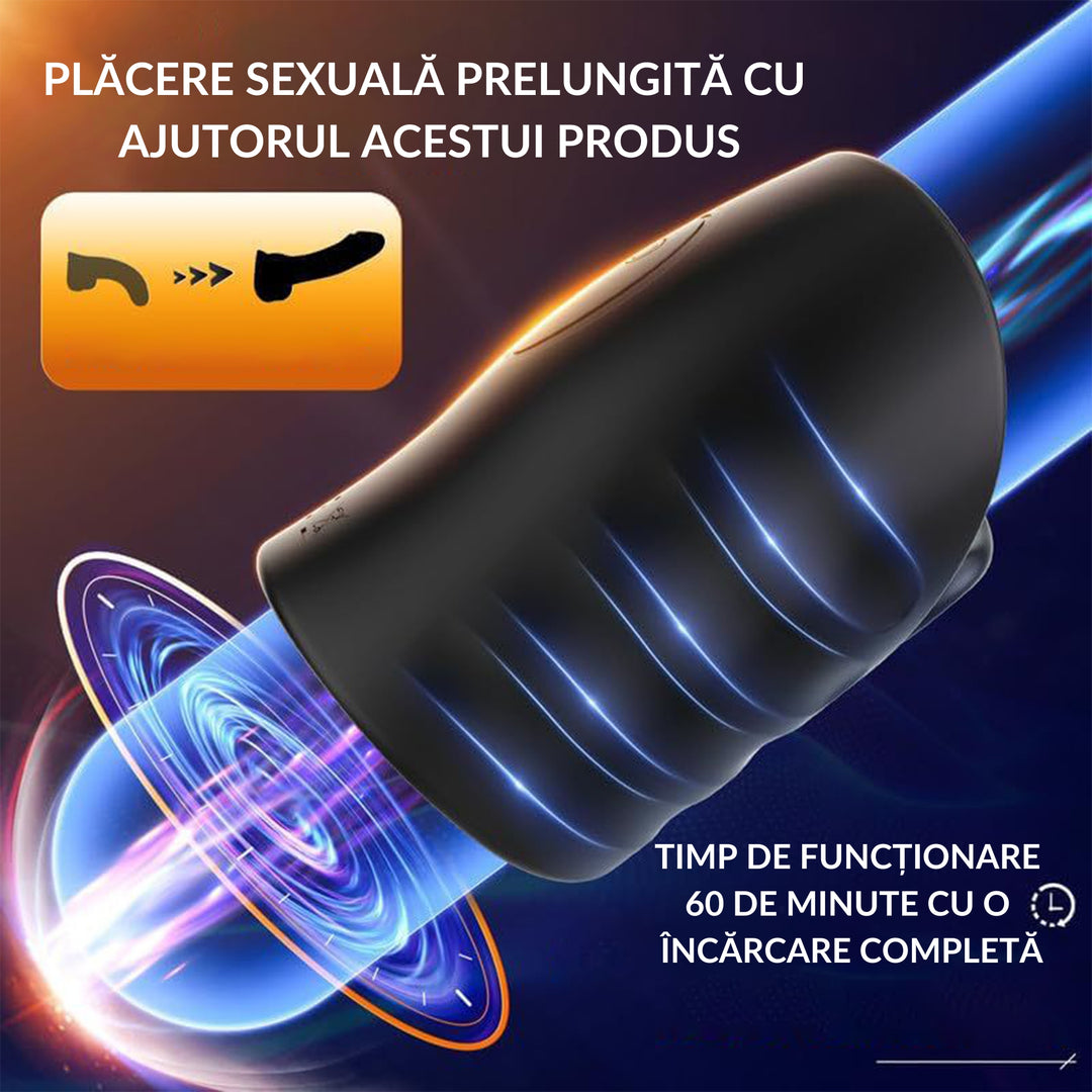 Masturbator LovePlay™ AttachHer automat si atasabil, cu 9 moduri de vibratie, cu control de la distanta prin aplicatie, negru, din slicon premium, rezistent la apa, portabil, usor de folosit, incarcare USB, silentios - LovePlay