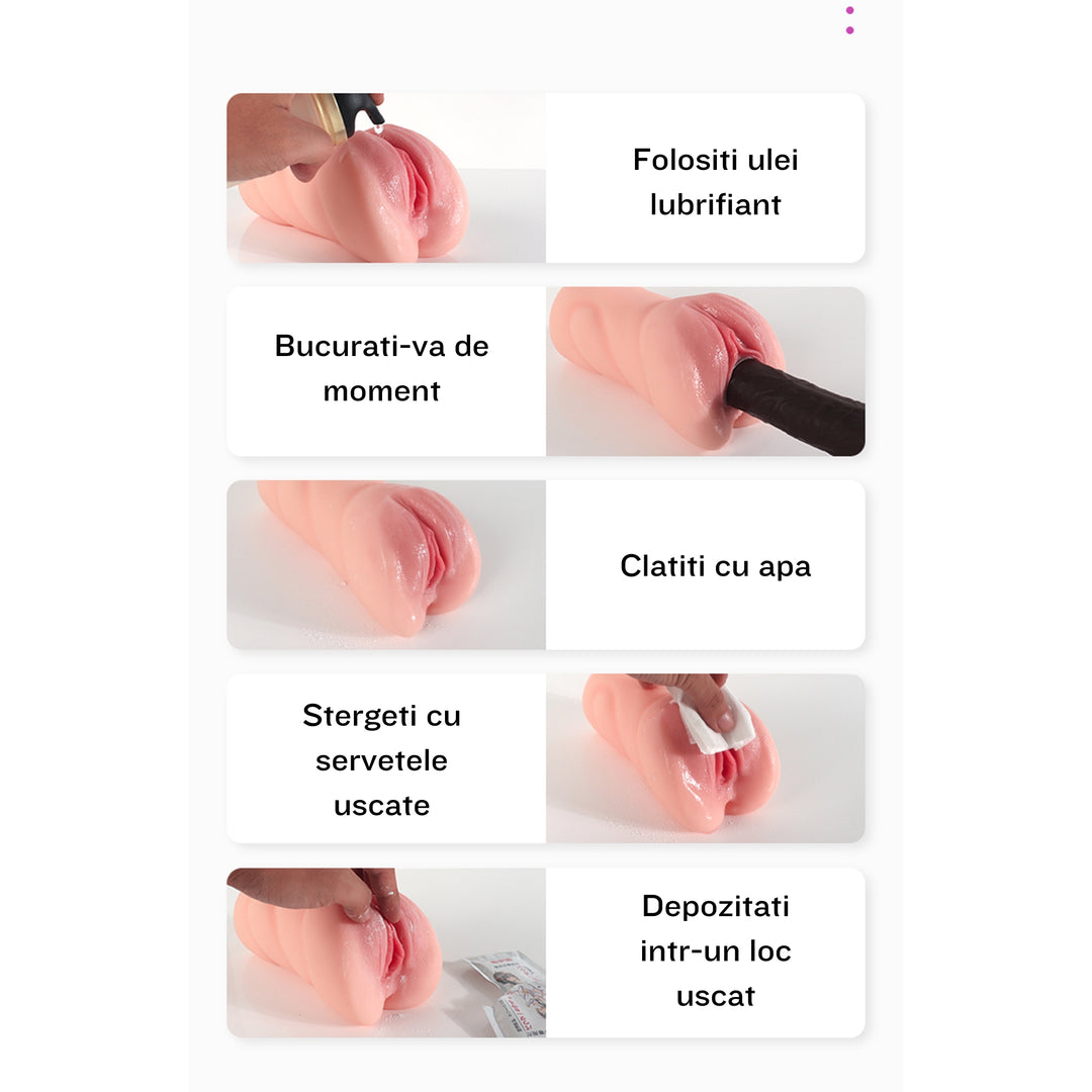 Masturbator LovePlay™ MissHer, ultra-realist, canal vaginal si anal, cu striatii 3D, din silicon premium non-toxic, design anatomic, usor de curatat, rezistent la apa - LovePlay