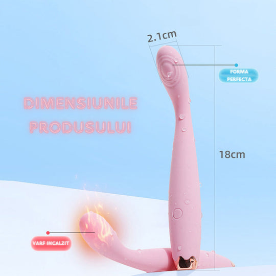 Vibrator LovePlay™ PleasurePen, multifunctional, cu 7 tipuri de vibratie, stimulare punct G, silentios, rezistent la apa, incarcare prin USB, design discret, usor de transportat si curatat, din silicon, roz, 18, 5 x 8, 5 cm, 87 g - LovePlay