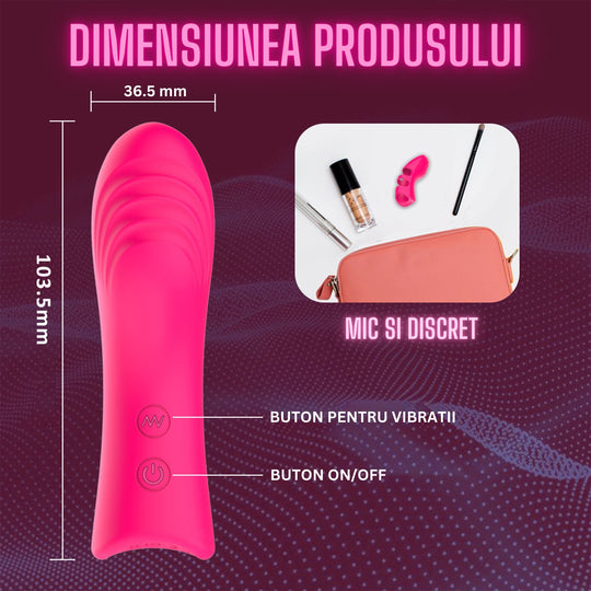 Vibrator LovePlay™ FingerVibe atasabil, cu 10 tipuri de vibratie diferite, rezistent la apa, silentios, incarcare prin USB, stimulare punct G si C, de dimensiuni mici, usor de transportat, din silicon, roz, elastic, 10, 5 x 3, 7 cm - LovePlay