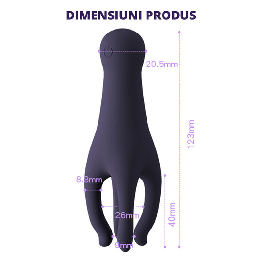 Masturbator oral LovePlay™ OctiHer, cu 10 tipuri diferite de vibratie, functie de handjob, rezistent la apa, din silicon premium, incarcare USB - LovePlay