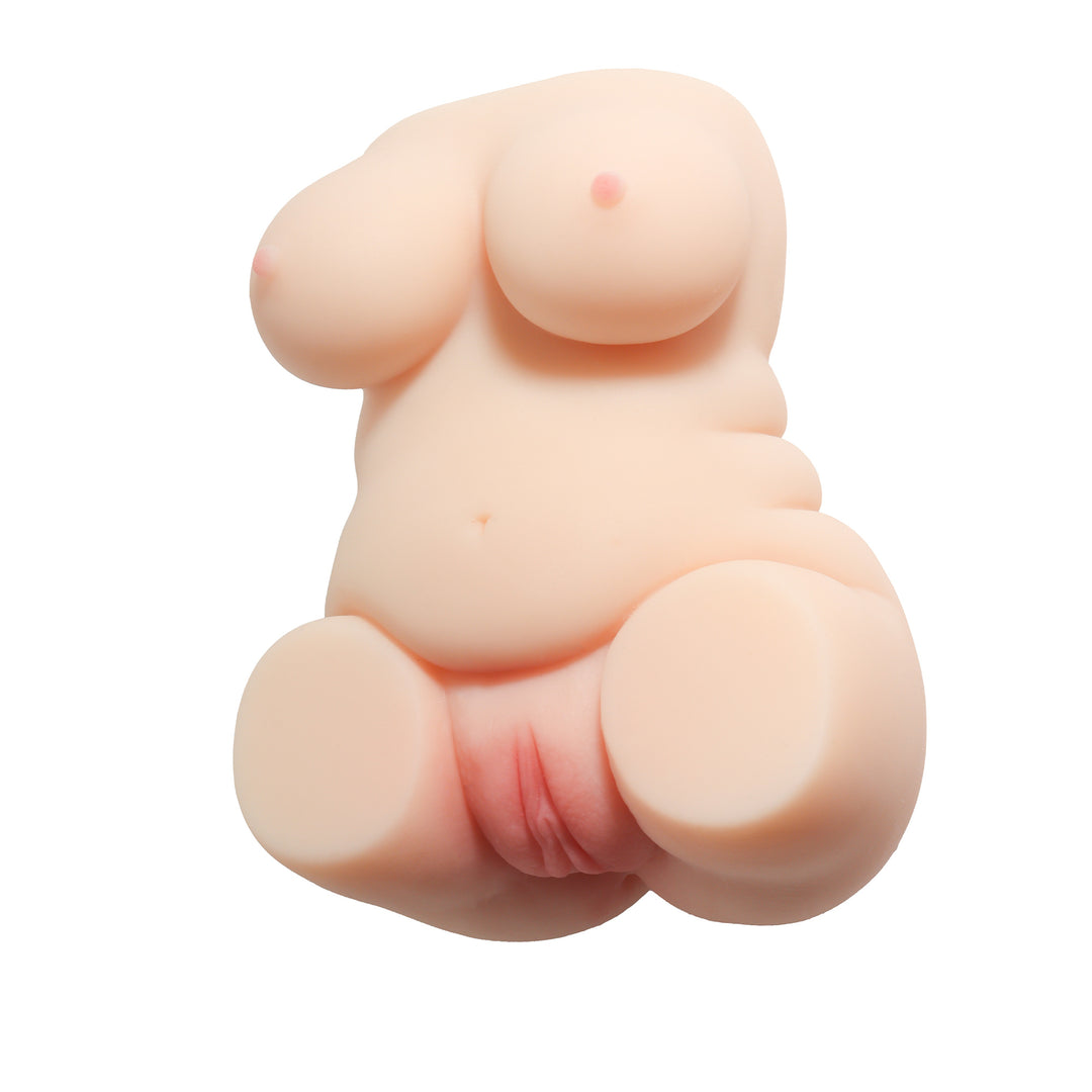 Masturbator doua canale LovePlay™ SexDoll plus size, ultra-realist, cu striatii 3D, din silicon premium non-toxic, design coapse anatomic, usor de curatat, din silicon elastic si rezistent la apa, 12 x 16 x 8 cm, 850 g - LovePlay