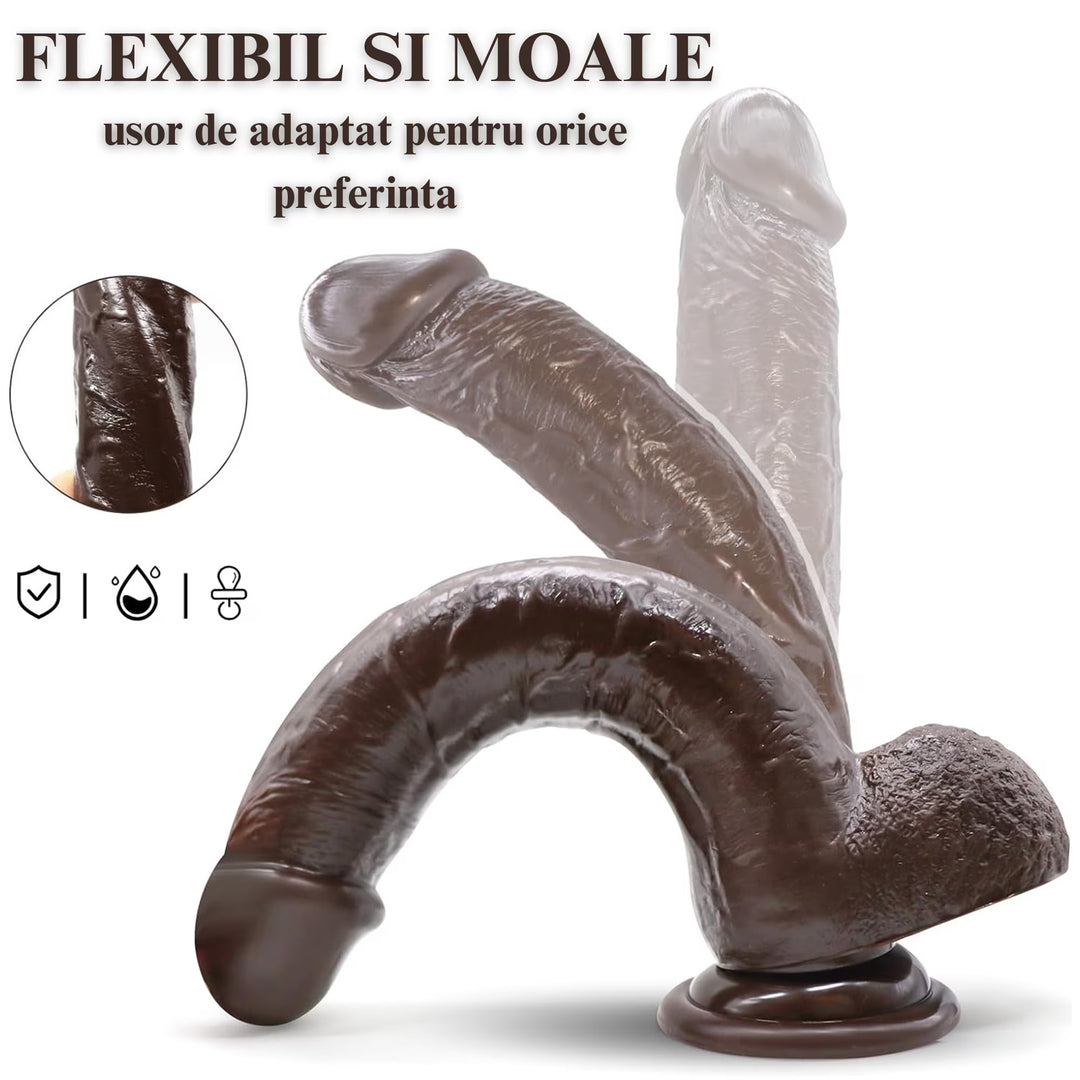Dildo Ultra-Realistic Loveplay™️ BetterThanHim negru, cu vene proeminente, cu 10 frecvente diferite de vibratie, 7 frecvente diferite de penetrare, cu functie de incalzire pana la 42 de grade, lungime inserabila 16cm, rezistent la apa, din silicon, - LovePlay