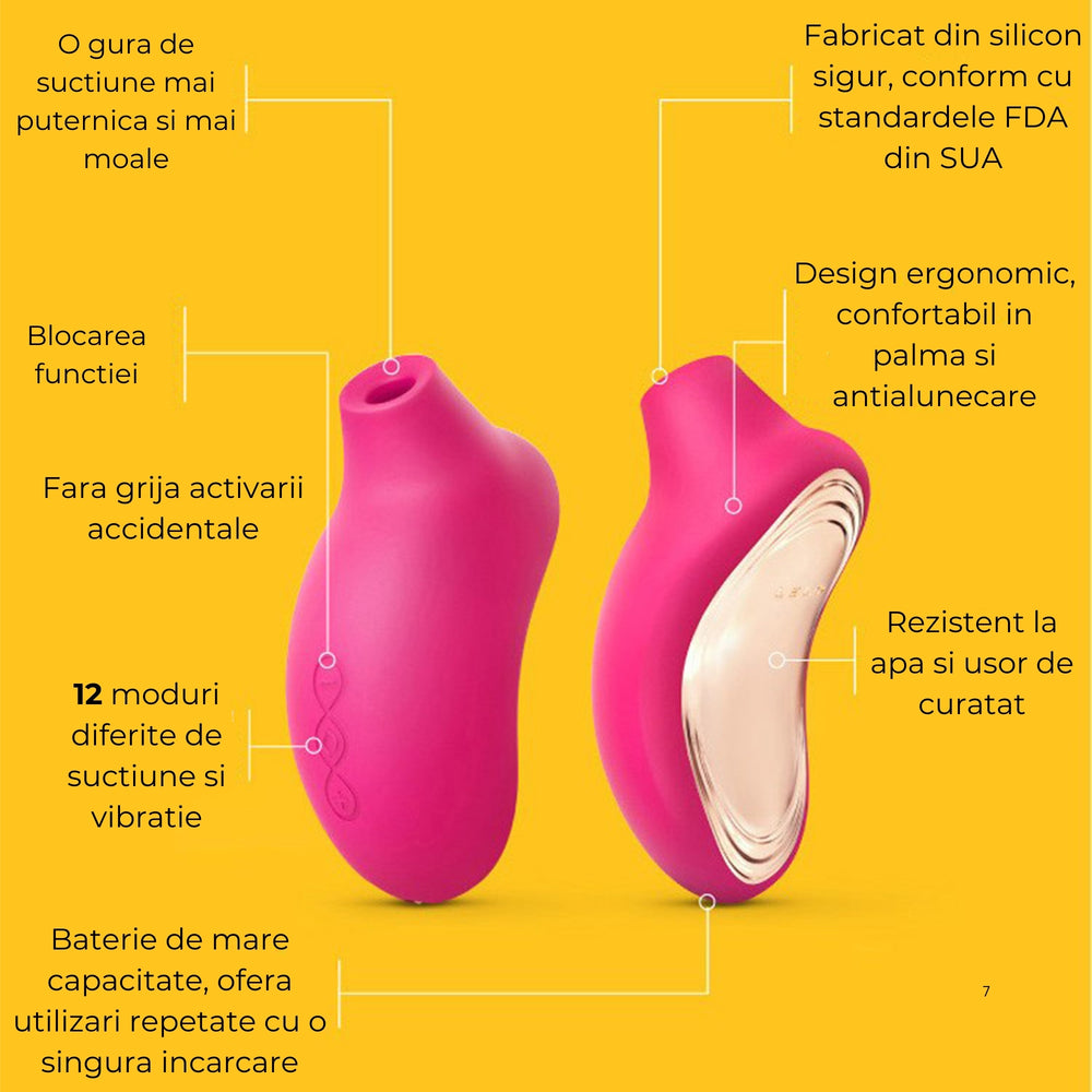 Vibrator Lelo SONA 2 cu 12 tipuri de pulsației și 8 trepte de intensitate, din silicon moale, rezistent la apa, ușor de curățat, încărcare USB, design și ambalaj discret, lungime totala 11,5 cm, lățime 5,4 cm, diametru interior al capului 1,1 cm. - LovePlay