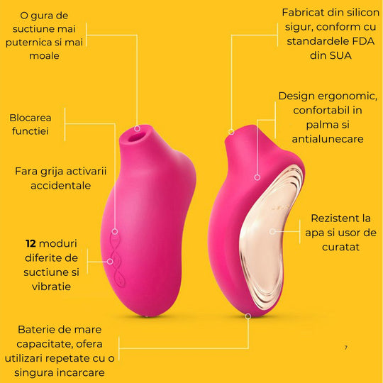 Vibrator Lelo SONA 2 cu 12 tipuri de pulsației și 8 trepte de intensitate, din silicon moale, rezistent la apa, ușor de curățat, încărcare USB, design și ambalaj discret, lungime totala 11,5 cm, lățime 5,4 cm, diametru interior al capului 1,1 cm. - LovePlay
