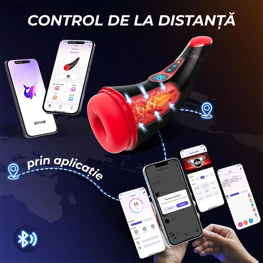 Masturbator automat Obsessia® cu 9 moduri vibrații și 9 moduri sucție, încălzire și control prin aplicație