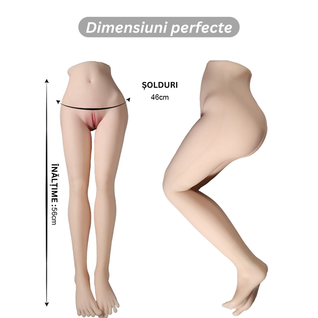 Masturbator ultra-realist Obsessia® SexyLegs, două canale vaginal și anal, striații 3D, silicon premium, 4 kg