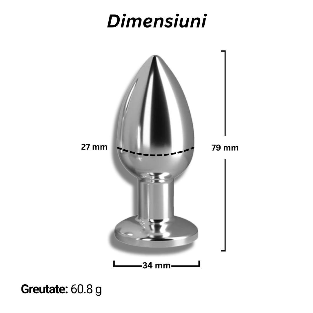 Dop anal cu vibrații Obsessia GameOn, oțel inoxidabil, 10 moduri, telecomandă, 7.9x2.7 cm