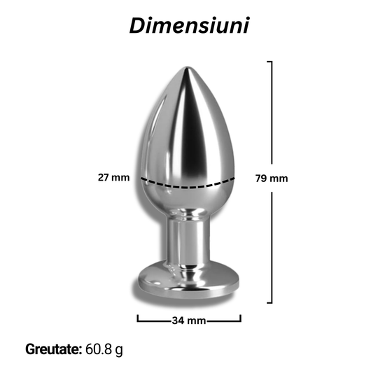 Dop anal cu vibrații Obsessia GameOn, oțel inoxidabil, 10 moduri, telecomandă, 7.9x2.7 cm