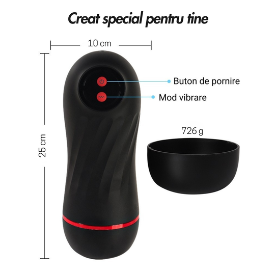 Masturbator automat Obsessia® SecretHer, 10 moduri de vibrație, efect realist, încărcare USB, negru