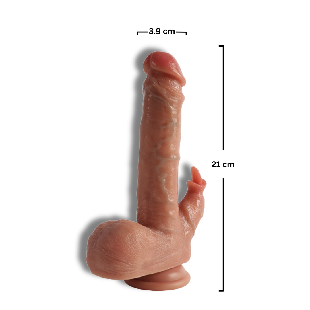 Dildo Obsessia DoubleHim, stimulare clitoris, penetrare, design realist, ventuză fixare, silicon, 21 cm