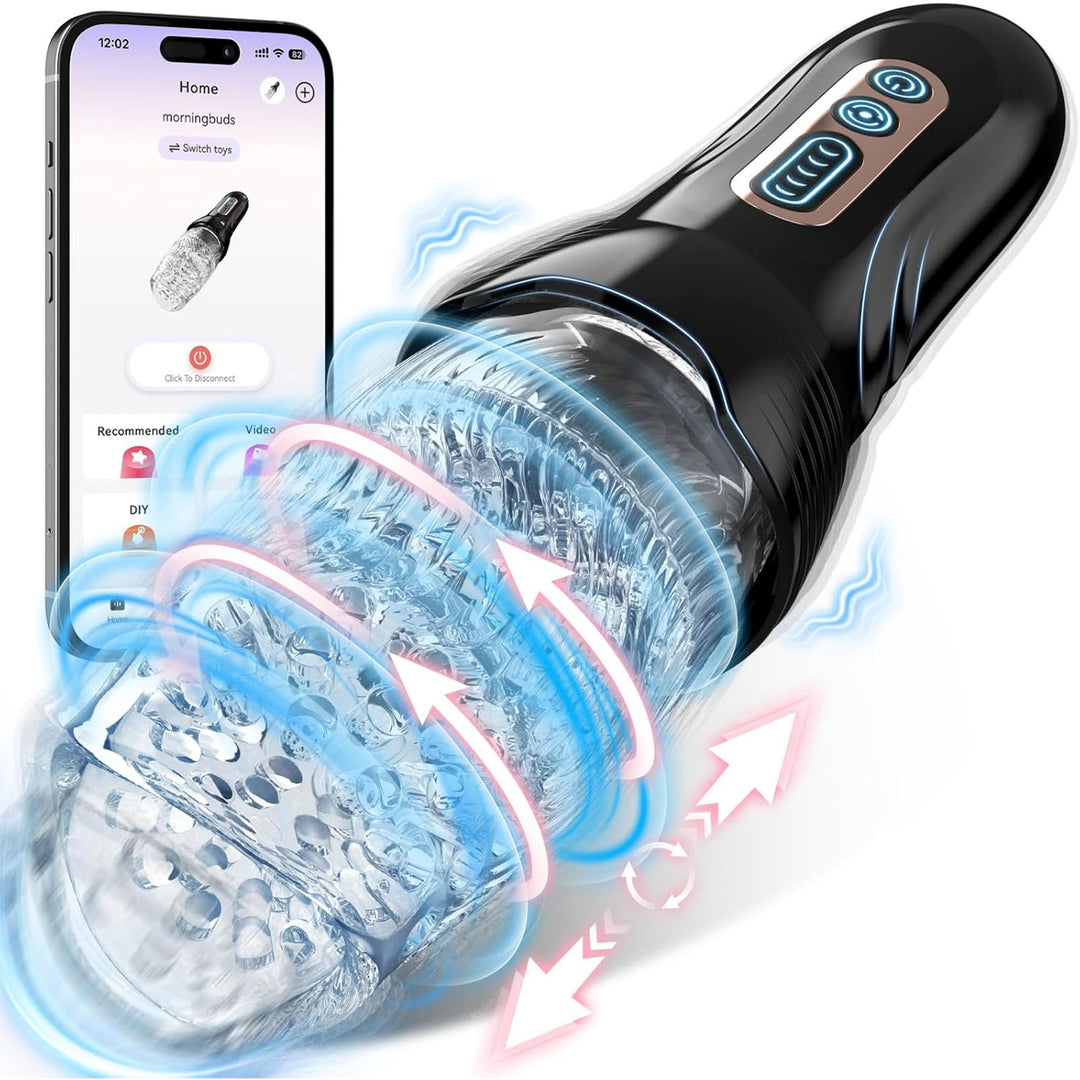 Masturbator automat Obsessia® RotateX, 10 moduri de vibratii si 5 nivele de rotatie, efect ultra-realist, senzatie intensa cu functie de orgasm, jucarii sexuale cu control prin aplicatie, rezistent la apa