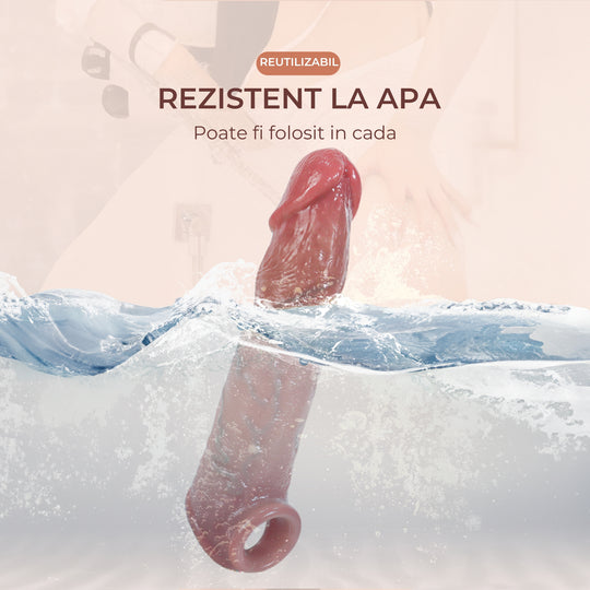 Manson penis fara testicule LovePlay™ LongFriend, realist cu vene proeminente, lungime inserabila 18 cm, silicon non-toxic, rezistent la apa, diametru interior 4.5 cm, atasabil - LovePlay