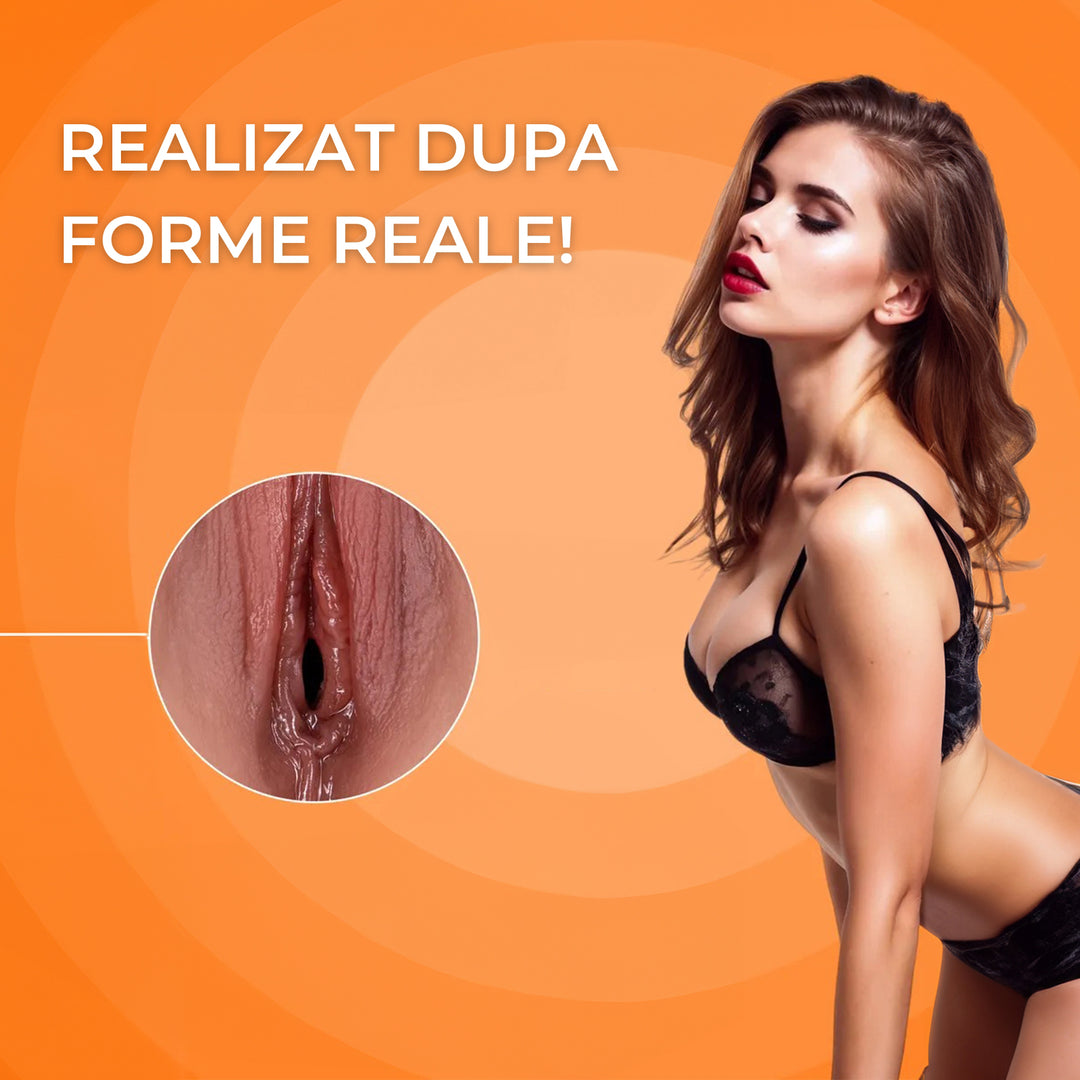 Masturbator LovePlay™ MissHer, ultra-realist, canal vaginal si anal, cu striatii 3D, din silicon premium non-toxic, design anatomic, usor de curatat, rezistent la apa - LovePlay